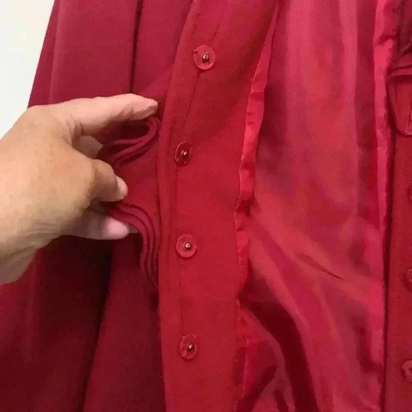 Tahari Petite ASL Red Jacket, Fitted, Lined, 3/4 Sleeve,Mid weight, Size 4 - Picture 5 of 9